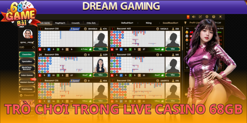 Các trò chơi có trong live casino